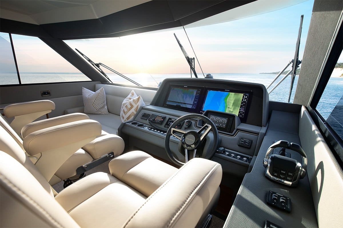 Maritimo M51 luxury motor yacht helm